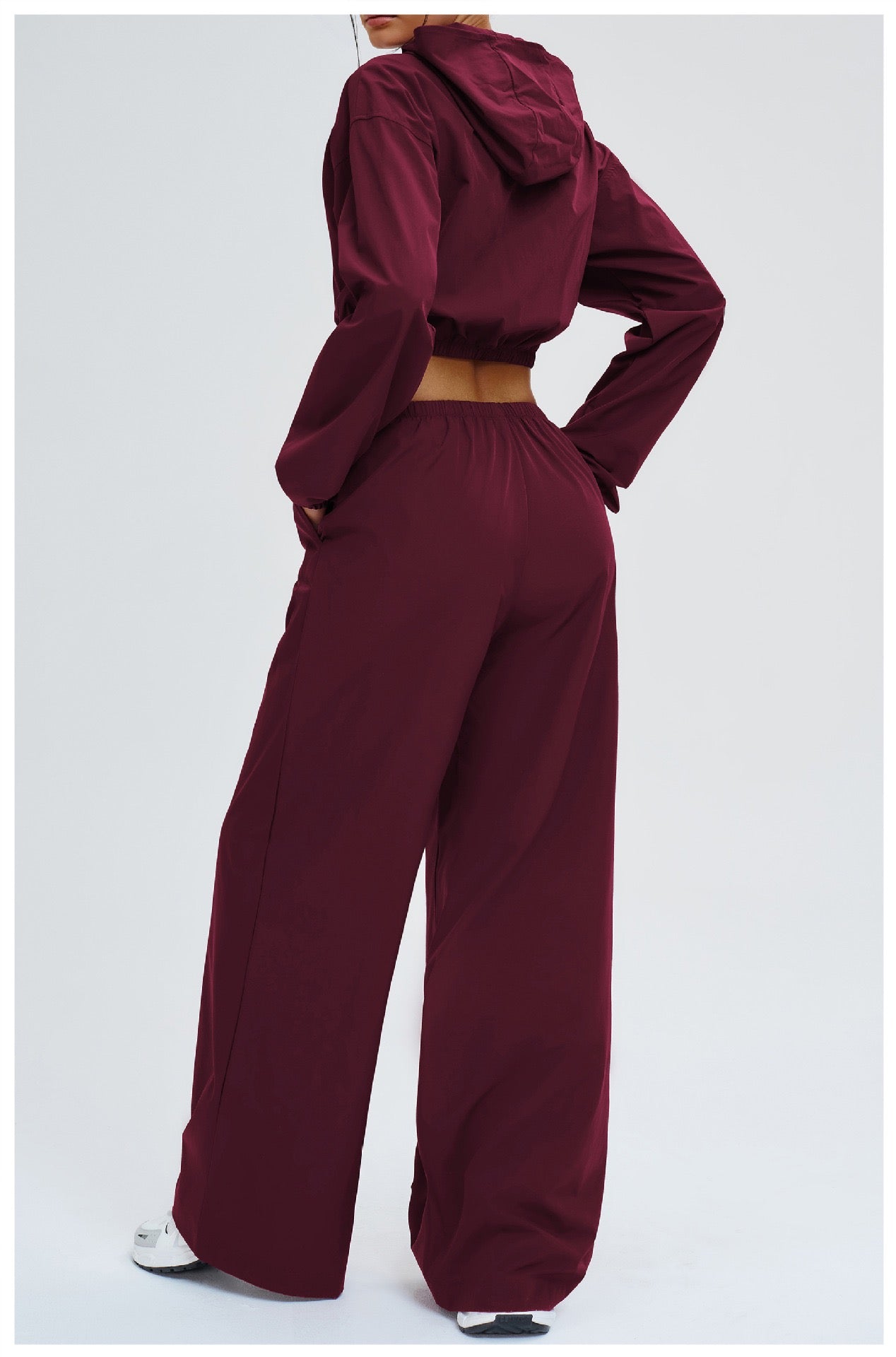 Long Sleeve Crop Top Wide Leg Pants Set Women - 2 Piece Lounge Matching Set