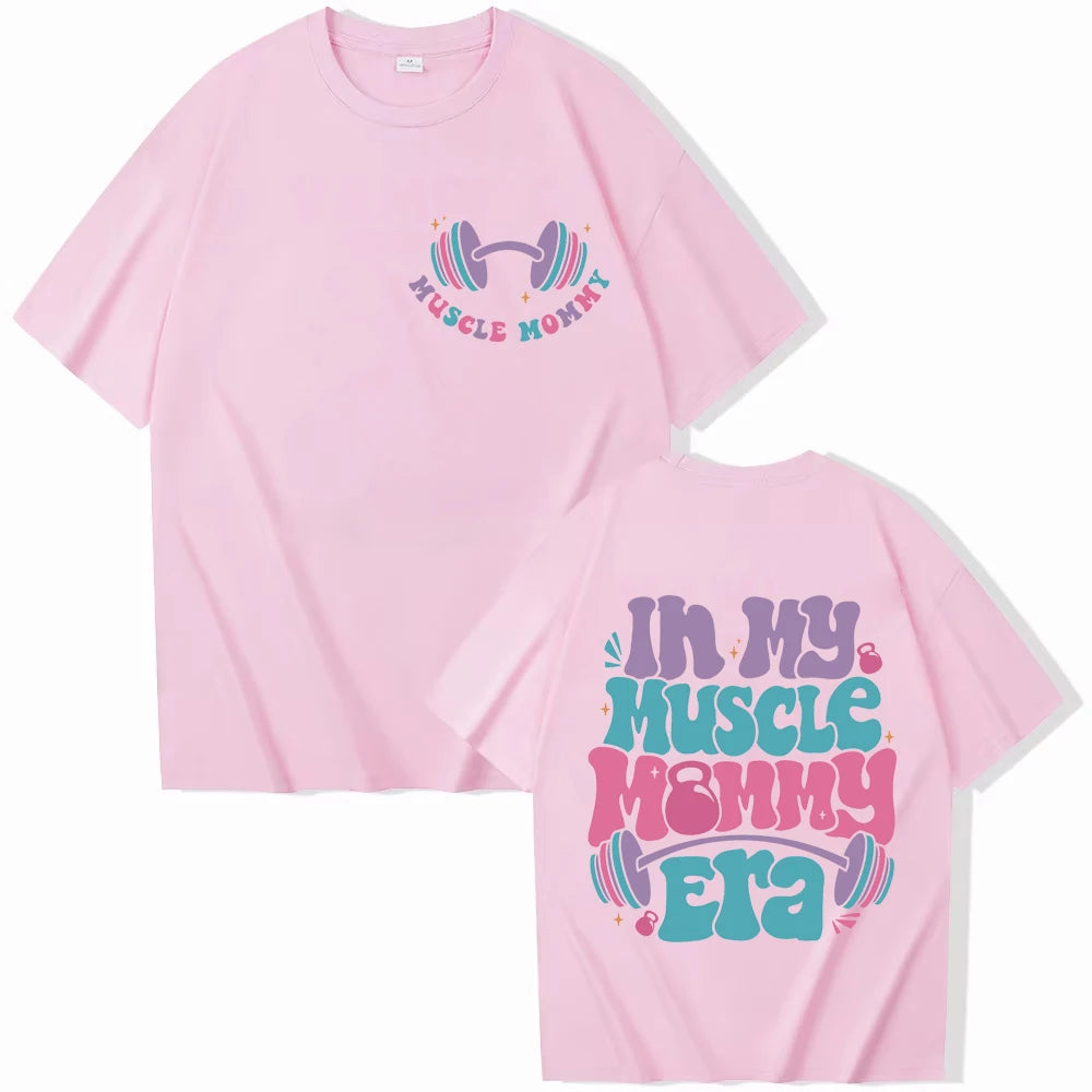 “In My Muscle Mommy Era” Women’s T-Shirt – Funny Gym Graphic Tee, Fitness Lover Gift, Weightlifting Shirt
