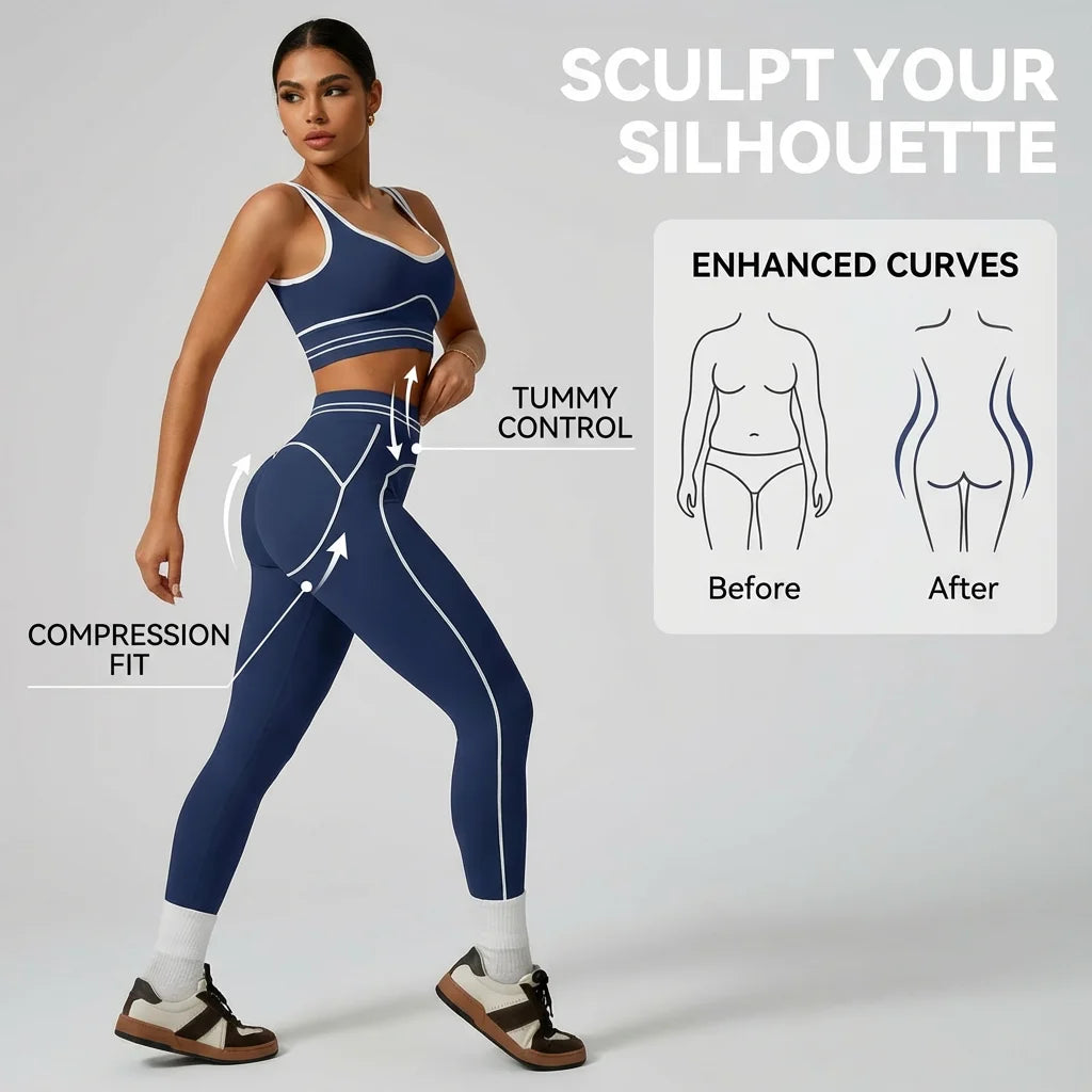 Women's Seamless Yoga Set - Sports Bra & High Waist Leggings Activewear