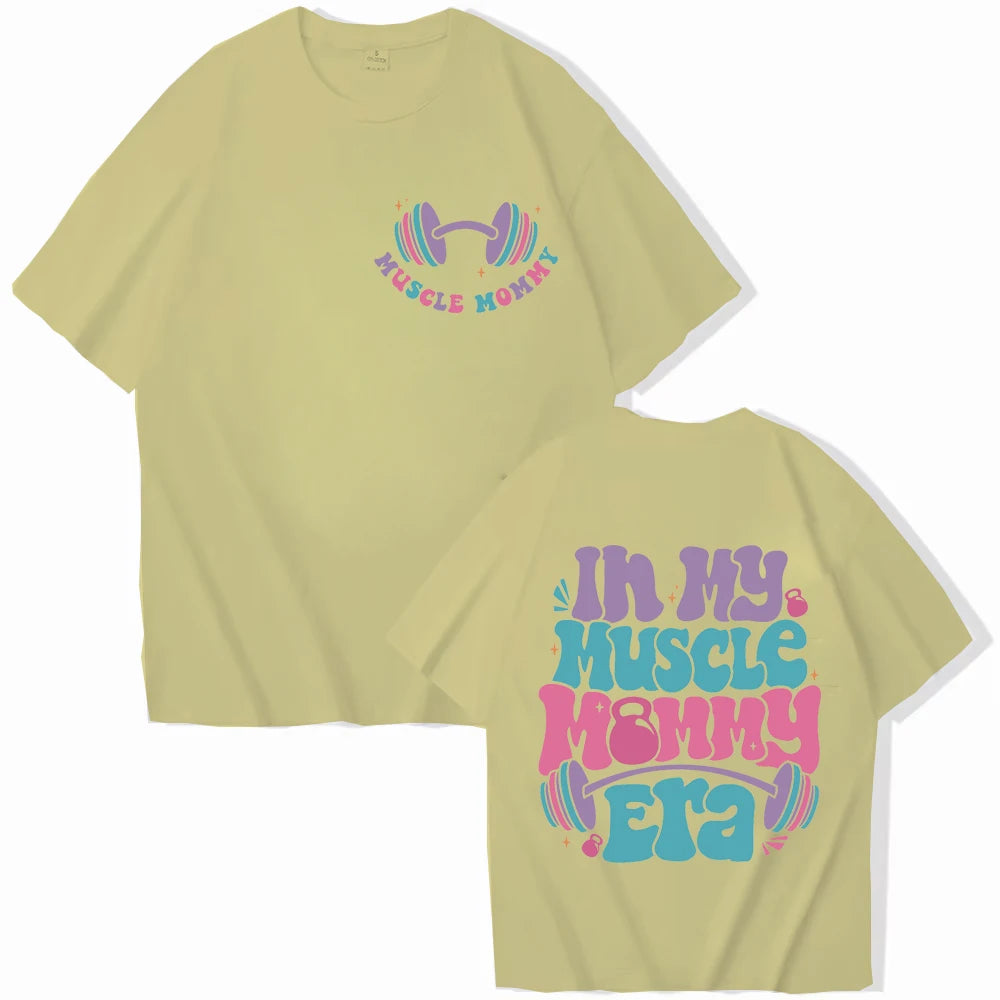 “In My Muscle Mommy Era” Women’s T-Shirt – Funny Gym Graphic Tee, Fitness Lover Gift, Weightlifting Shirt