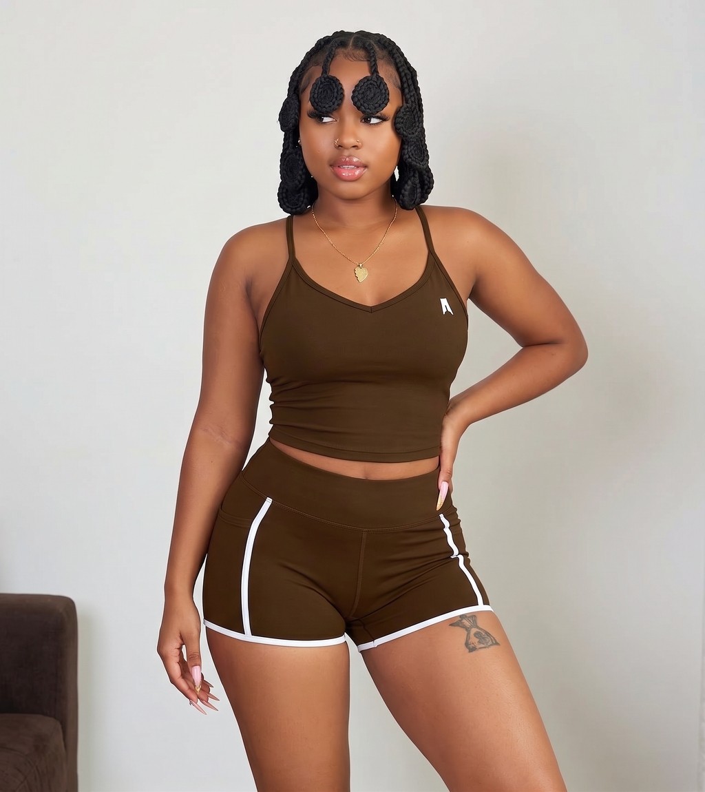 Women's Ribbed Crop Tank & High-Waist Biker Shorts Set