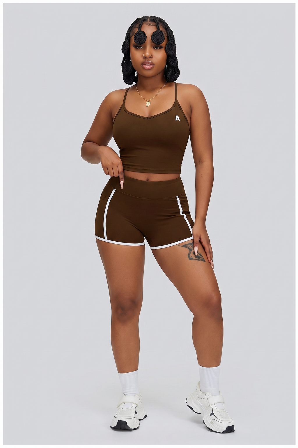 Women's Ribbed Crop Tank & High-Waist Biker Shorts Set