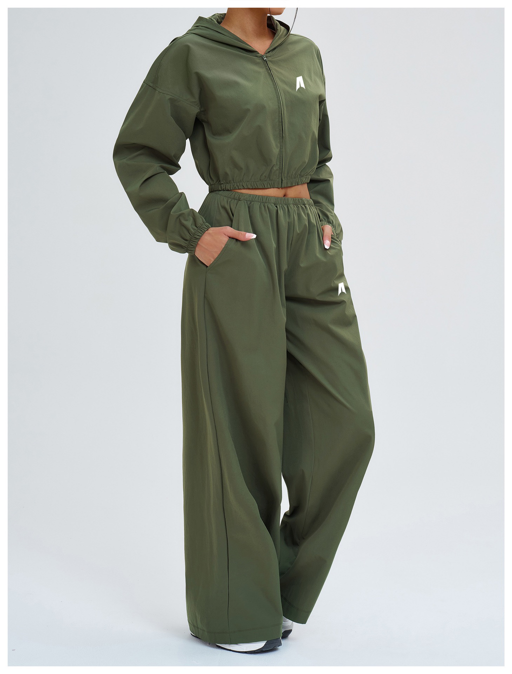 Long Sleeve Crop Top Wide Leg Pants Set Women - 2 Piece Lounge Matching Set
