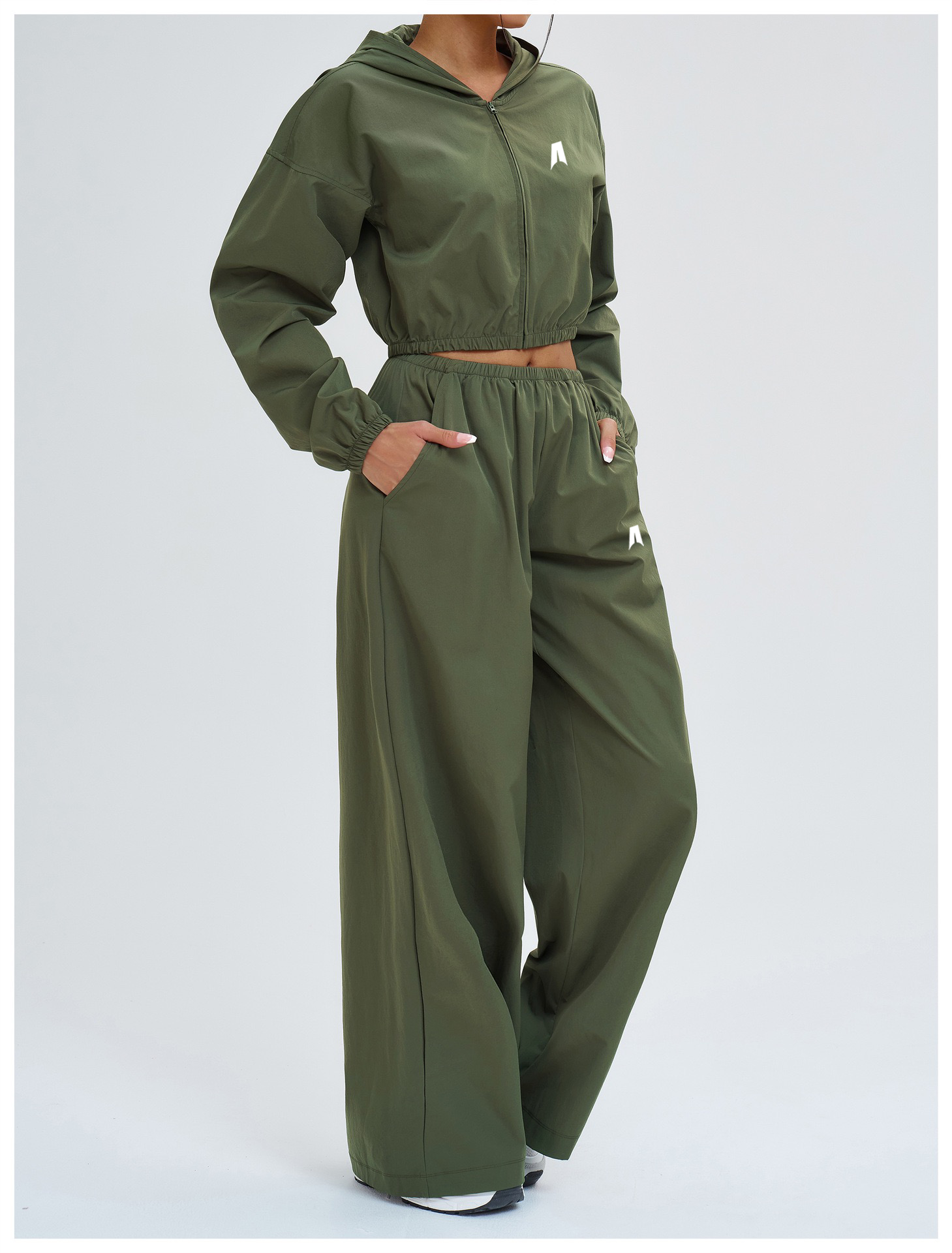 Long Sleeve Crop Top Wide Leg Pants Set Women - 2 Piece Lounge Matching Set