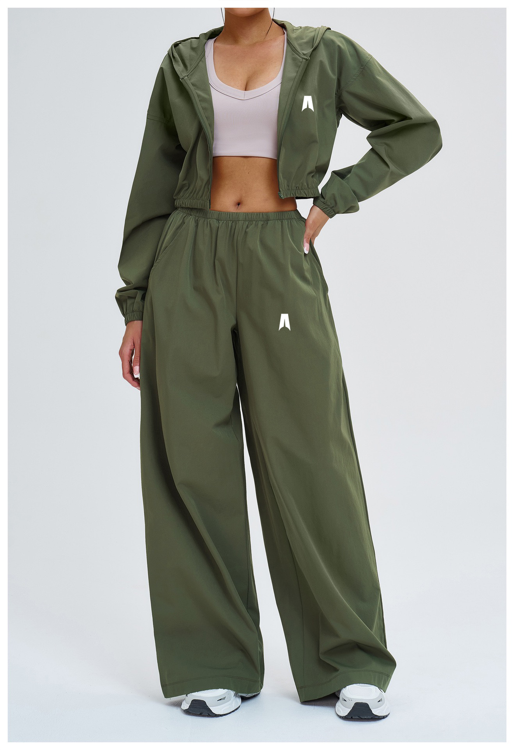 Long Sleeve Crop Top Wide Leg Pants Set Women - 2 Piece Lounge Matching Set