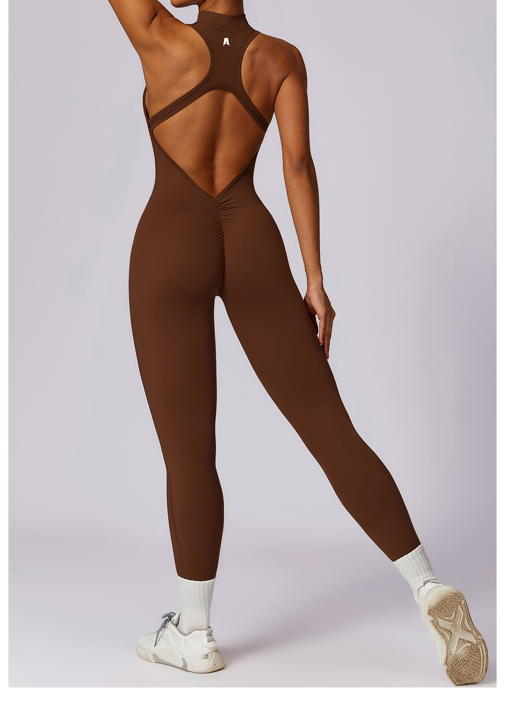 Women's Seamless Scrunch Butt Activewear Jumpsuit - Short Sleeve Fitness Bodysuit with Backless Design