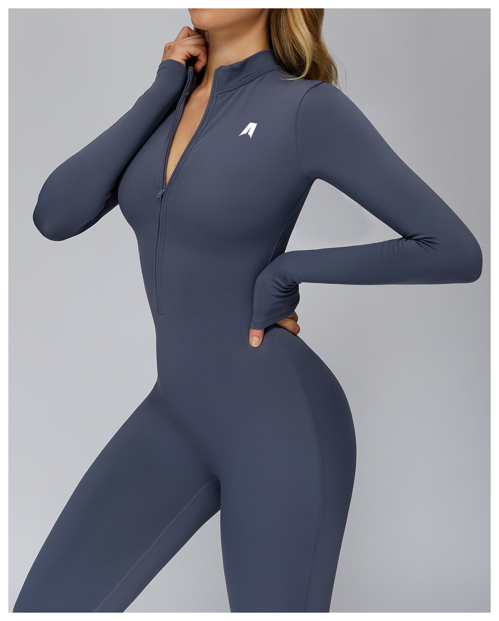 Sculpt Zip Long Sleeve Jumpsuit – Signature Contour One-Piece Activewear
