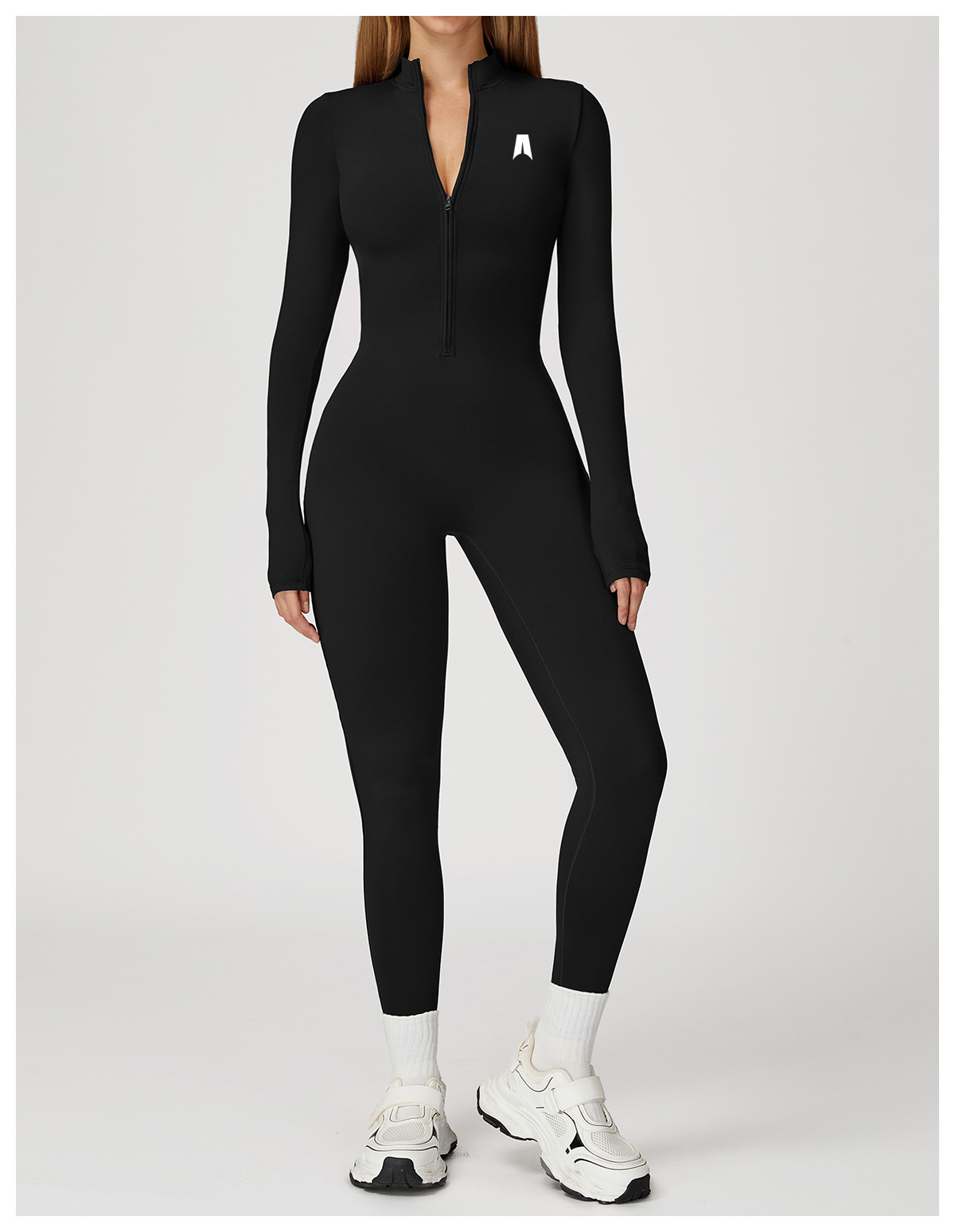 Sculpt Zip Long Sleeve Jumpsuit – Signature Contour One-Piece Activewear
