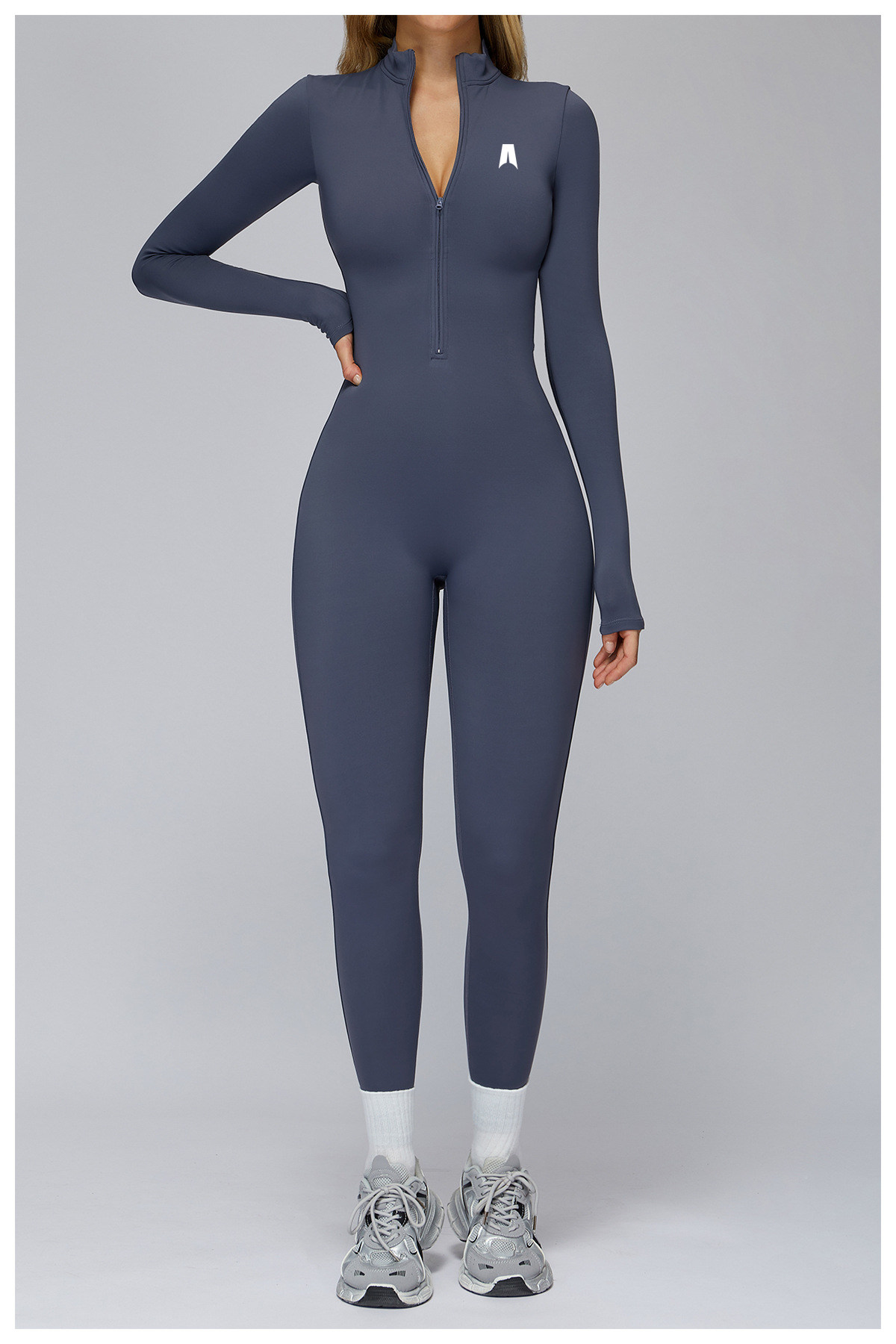 Sculpt Zip Long Sleeve Jumpsuit – Signature Contour One-Piece Activewear