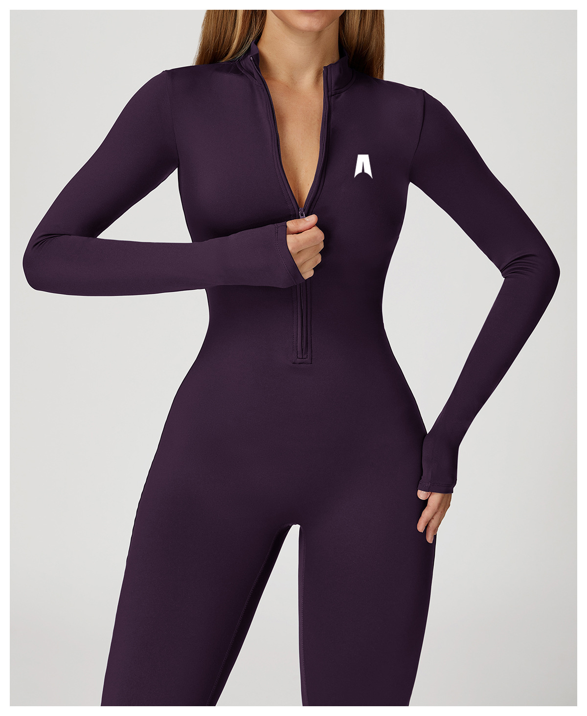 Sculpt Zip Long Sleeve Jumpsuit – Signature Contour One-Piece Activewear