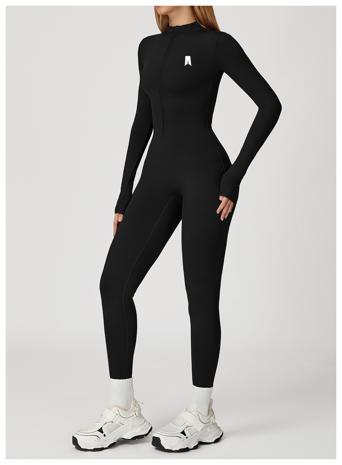 Sculpt Zip Long Sleeve Jumpsuit – Signature Contour One-Piece Activewear