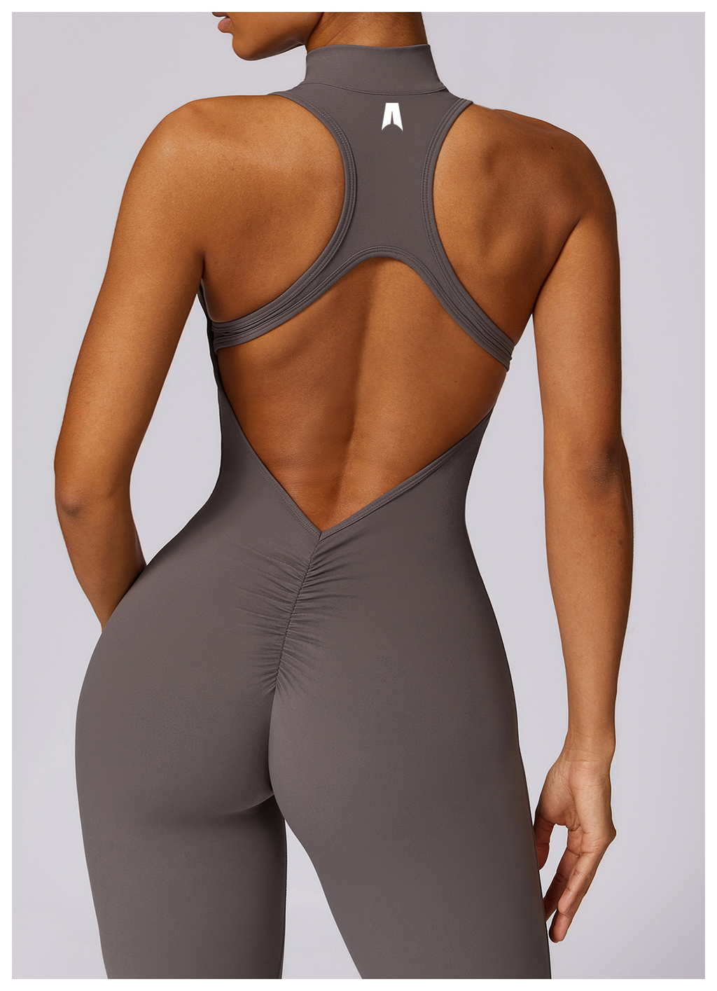 Women's Seamless Scrunch Butt Activewear Jumpsuit - Short Sleeve Fitness Bodysuit with Backless Design