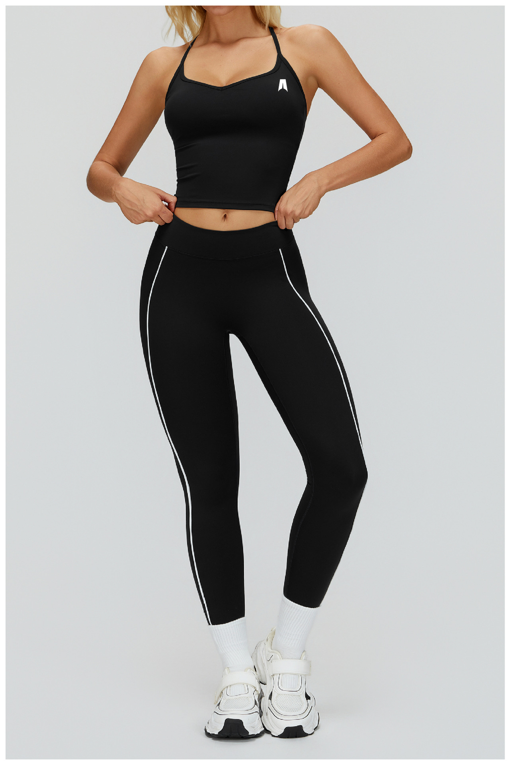 Women's Ribbed Crop Top High Waist Leggings Set - Gym Yoga Lounge Wear