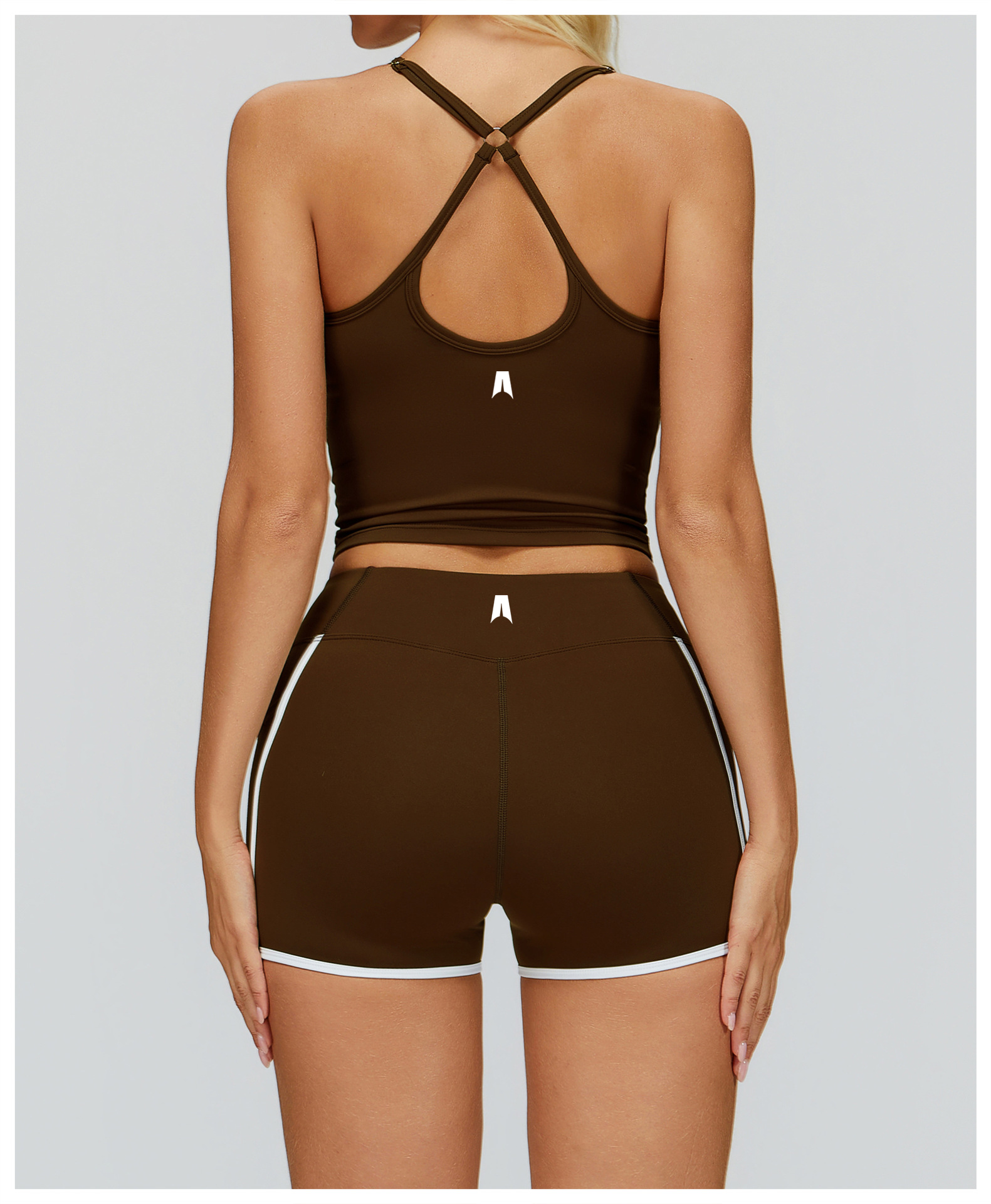 Women's Ribbed Crop Tank Top & High Waist Shorts Set - 2 Piece Workout Activewear