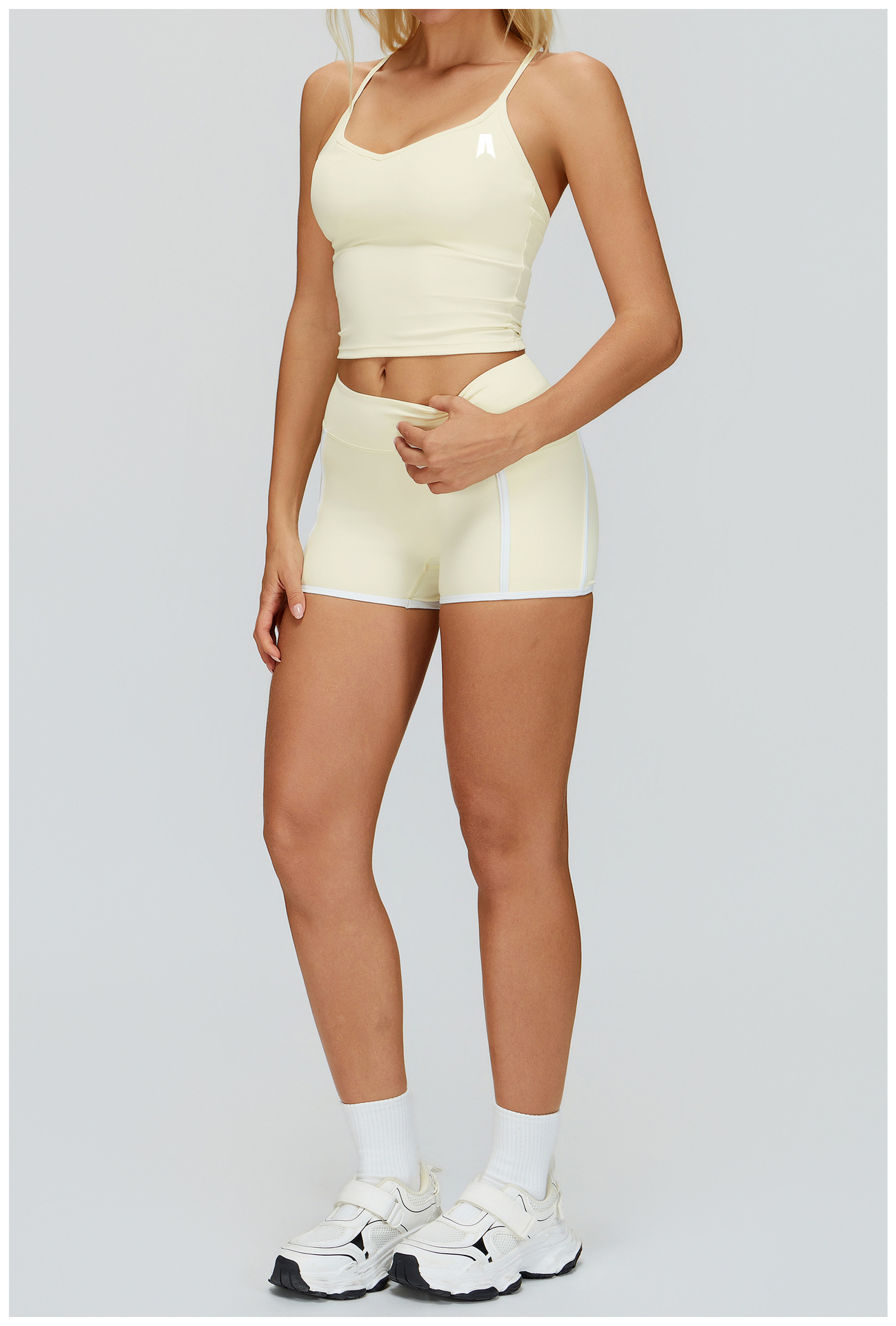 Women's Ribbed Crop Tank Top & High Waist Shorts Set - 2 Piece Workout Activewear
