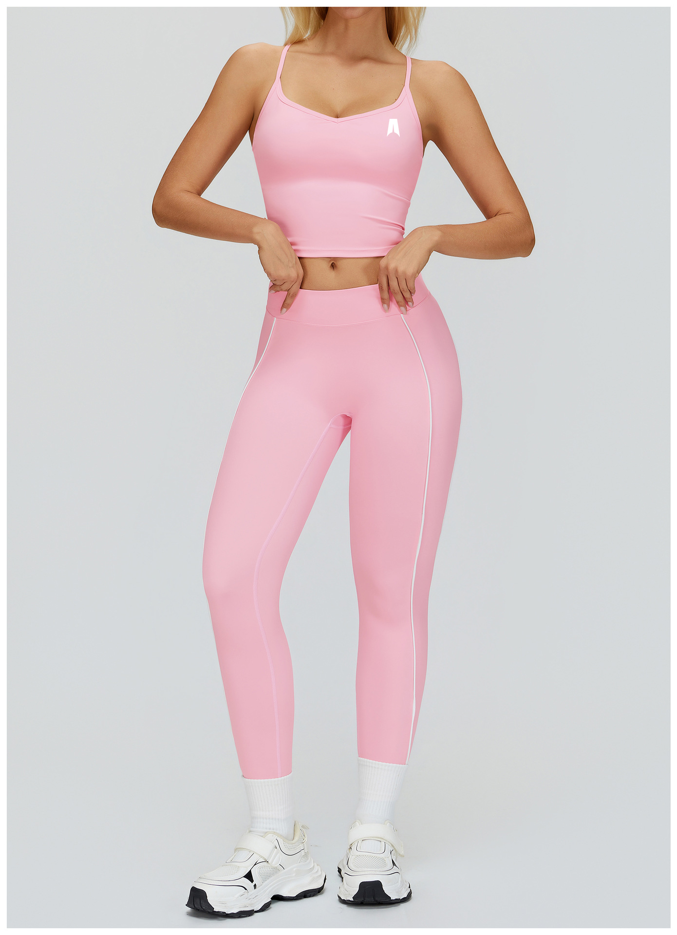 Women's Ribbed Crop Top High Waist Leggings Set - Gym Yoga Lounge Wear
