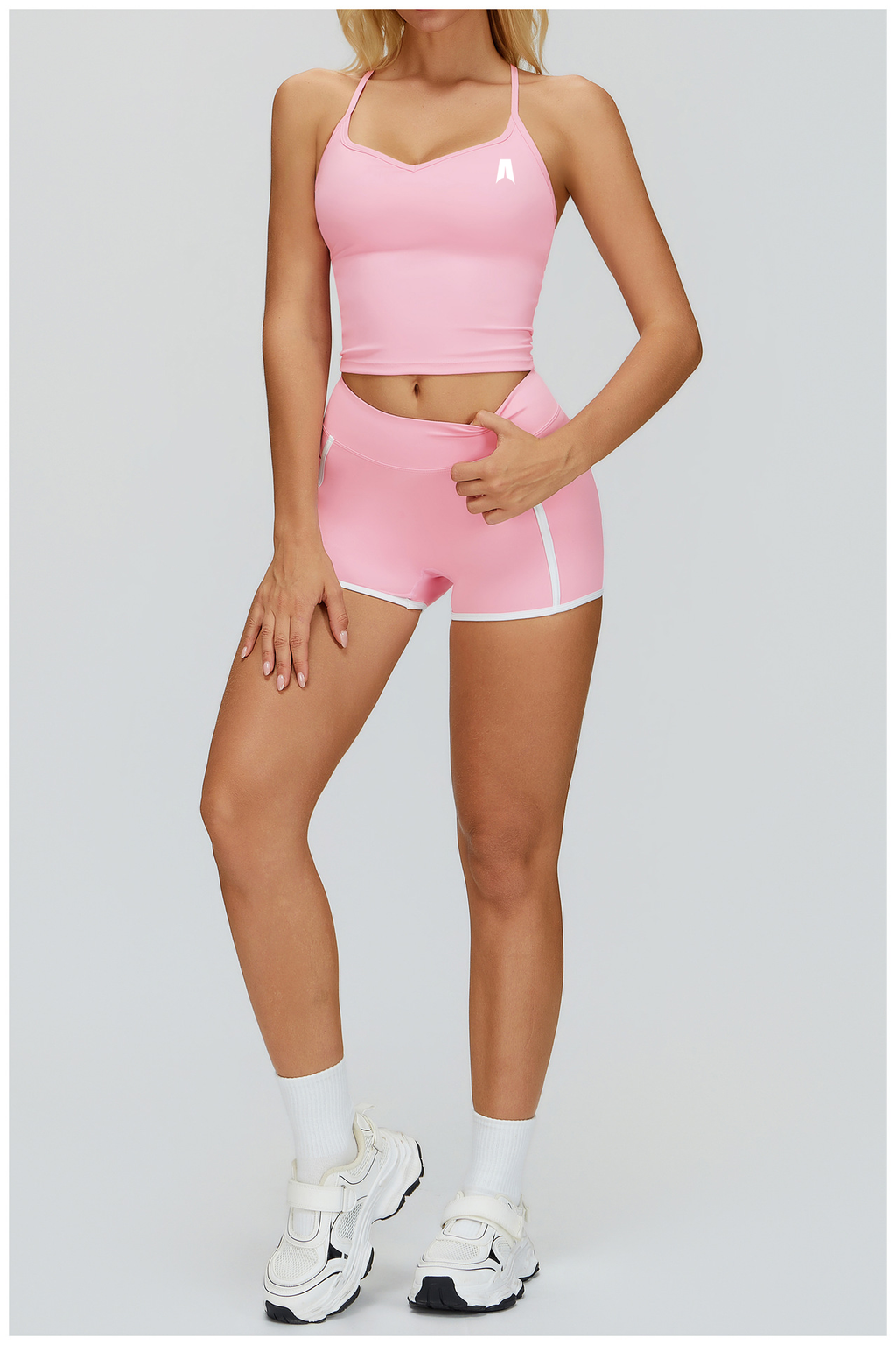 Women's Ribbed Crop Tank Top & High Waist Shorts Set - 2 Piece Workout Activewear