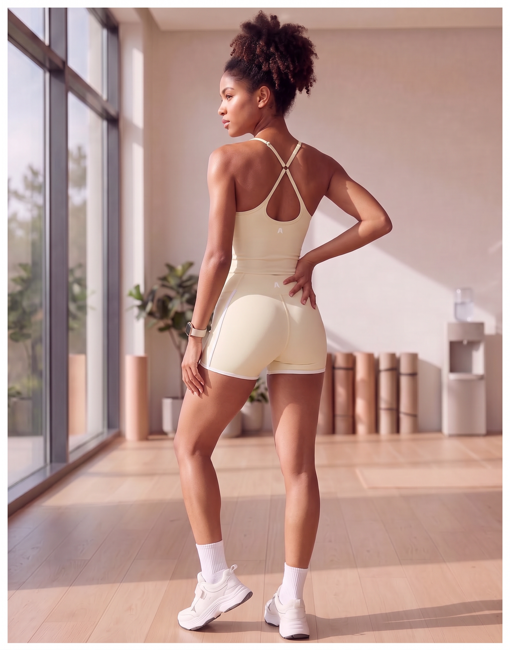 Women's Ribbed Crop Tank Top & High Waist Shorts Set - 2 Piece Workout Activewear